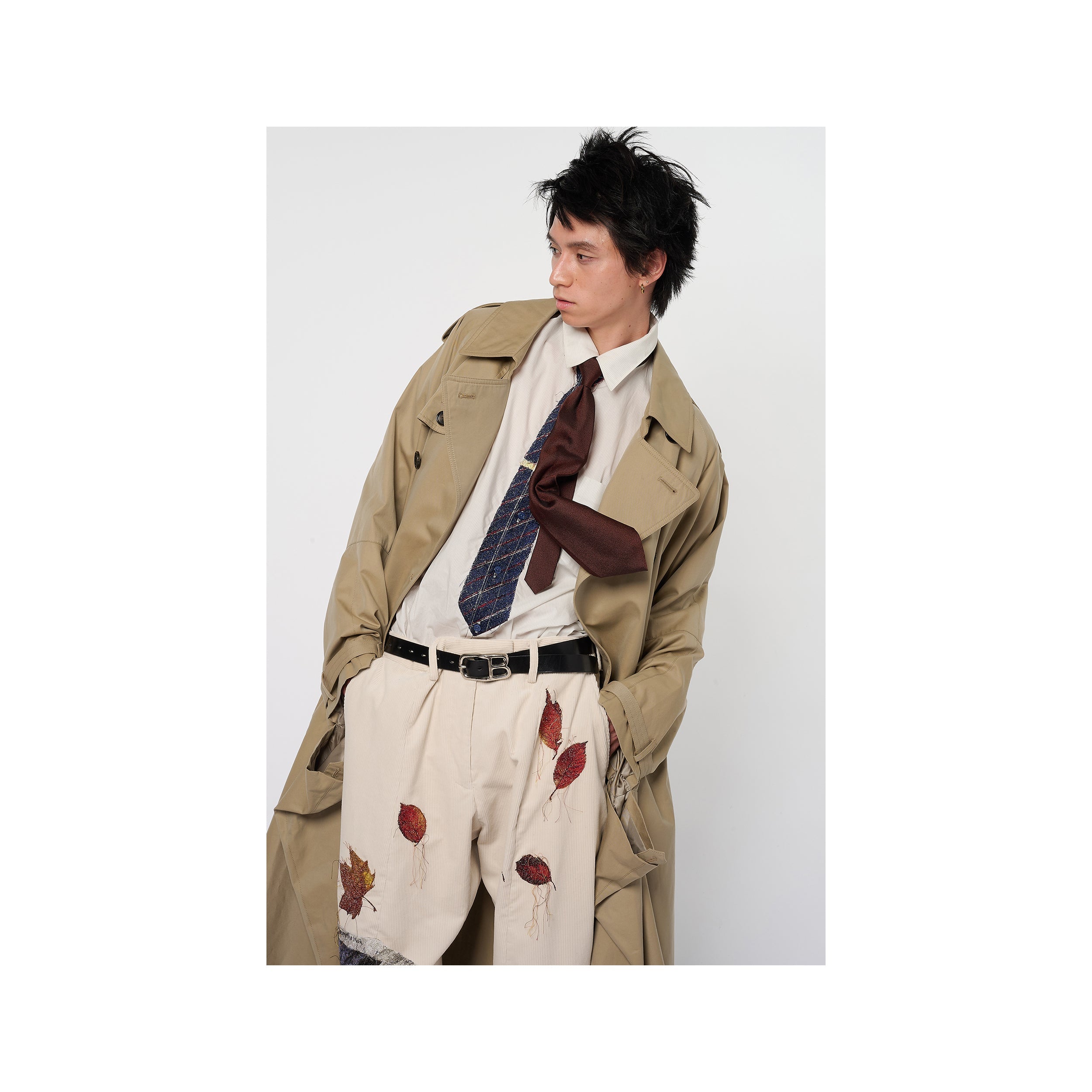 SHAPE MEMORY SHIJIRA TIE：BROWN