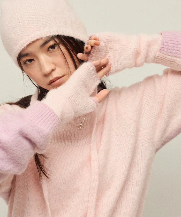 Alpaca Blend Bicolor Knit Gloves