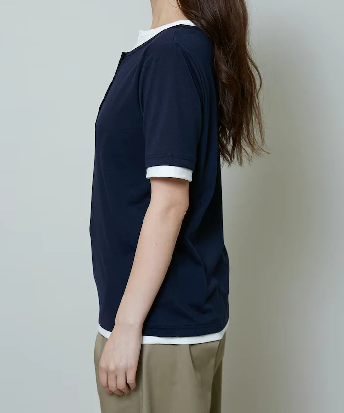 Layered Color Scheme Henley Neck T-Shirt Limited Edition