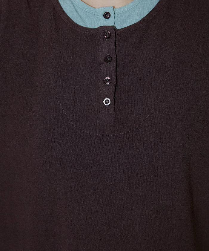 Layered-style Henley Neck T-shirt Limited Edition