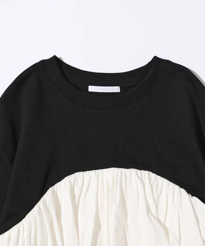 Organic Cotton Docking Frill Sweat / Relaxed Fit / Backed Sweat