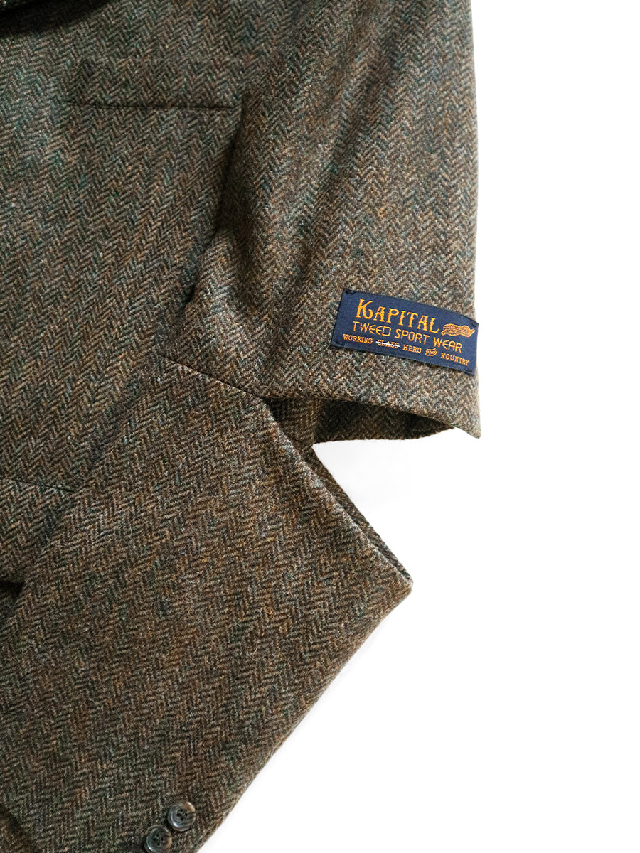 Herringbone Tweed Cutout Elbow JKT