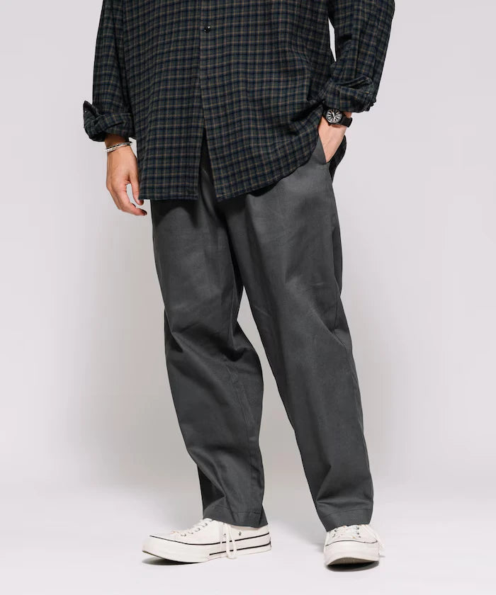 Wide Silhouette Drawstring Chino Pants / Tapered Silhouette Easy Chino Pants
