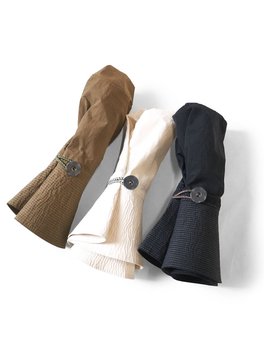 Nylon KONBU processed Pork Pie CAMP-HAT (long brim)