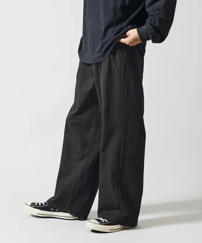 Chino Denim Docking Pants / Wide Straight Pants