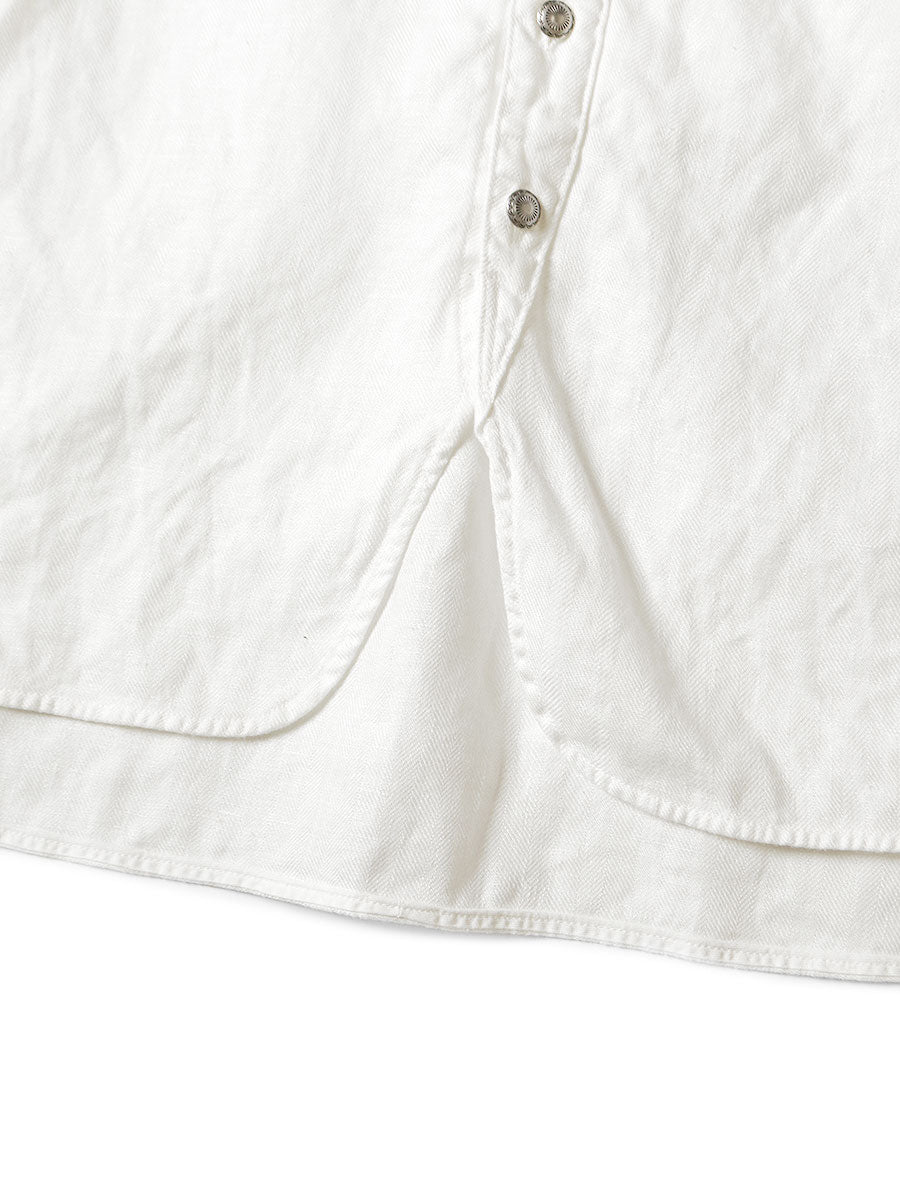 Gauze Linen Herringbone Stand Penny Shirt