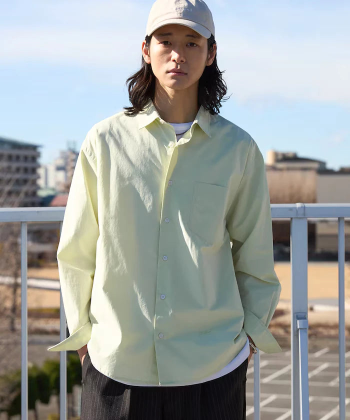 Nuance Color Oversized Regular Collar Long Sleeve Shirt