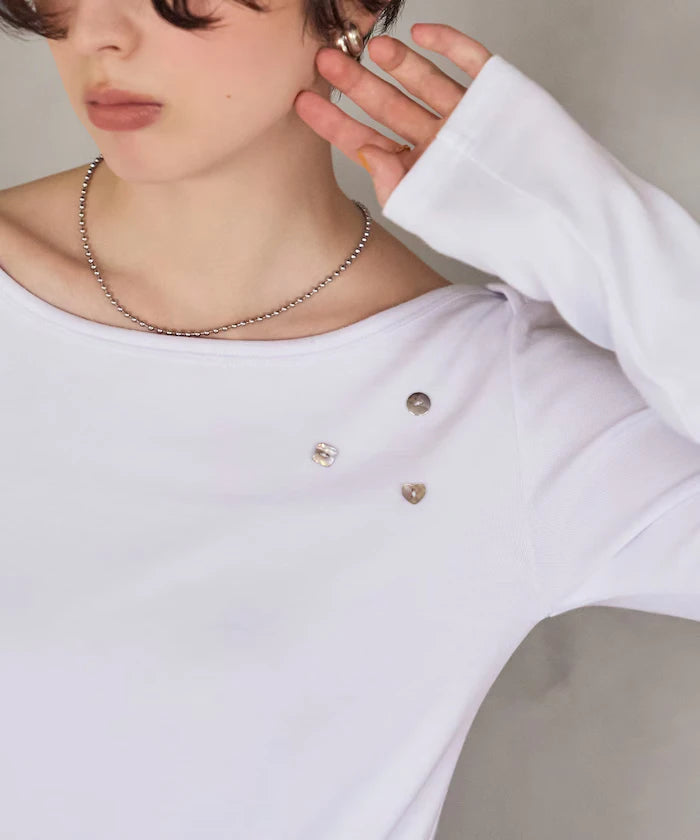 Many Button Cotton Modal Long Sleeve T-Shirt