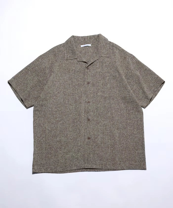 Dry Touch Summer Tweed Short Sleeve Open Collar Shirt