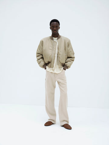 SILK TWILL FLIGHT BLOUSON / MERINO MOUTON LINING