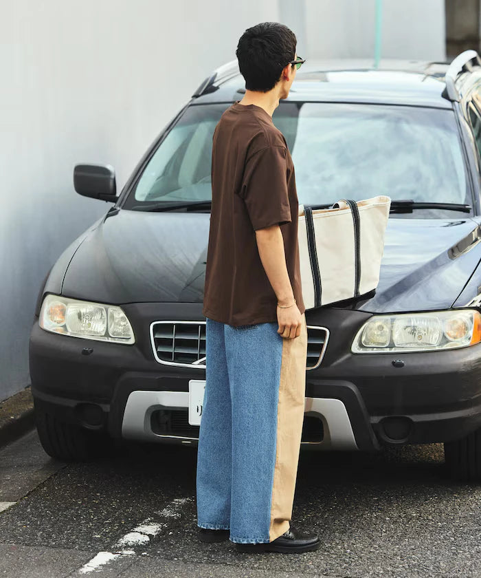 Chino Denim Docking Pants / Wide Straight Pants