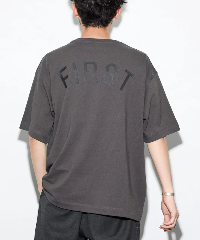 6 oz Front Logo Embroidered Crew Neck T-Shirt / Back Print T-Shirt PRINT ROUND FIRST