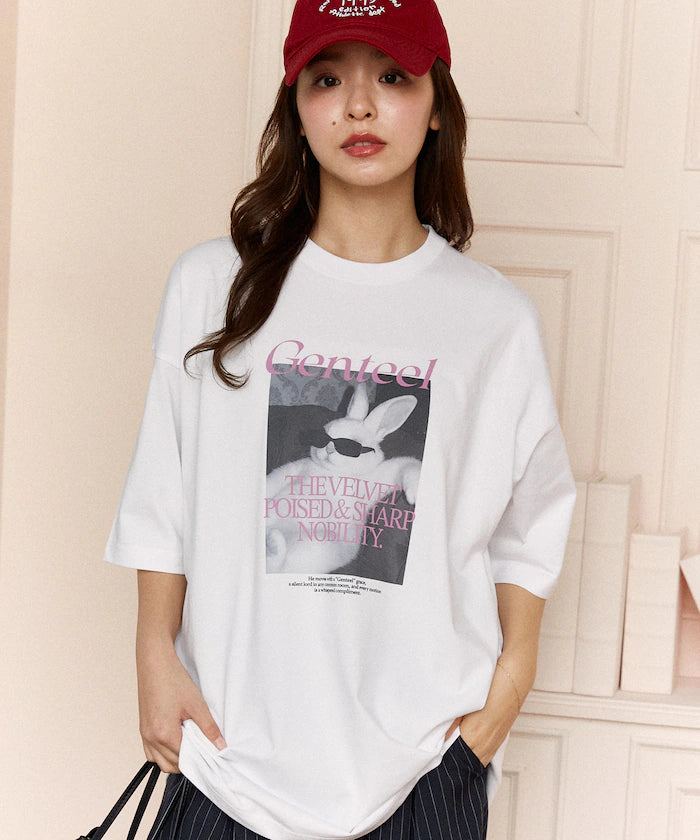 <Functional Material> Genteel Rabbit Print T-Shirt Limited Edition