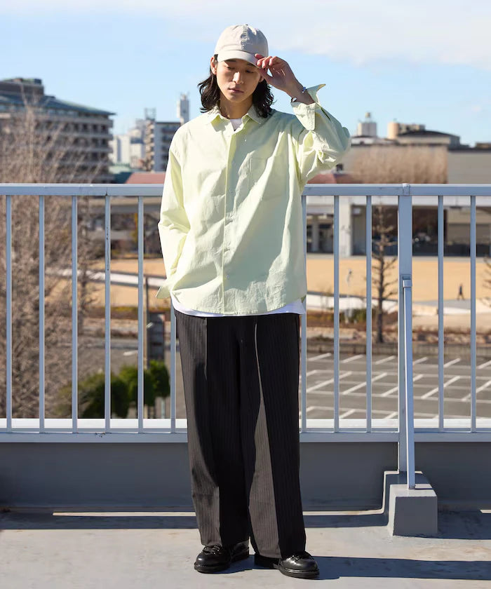 Nuance Color Oversized Regular Collar Long Sleeve Shirt