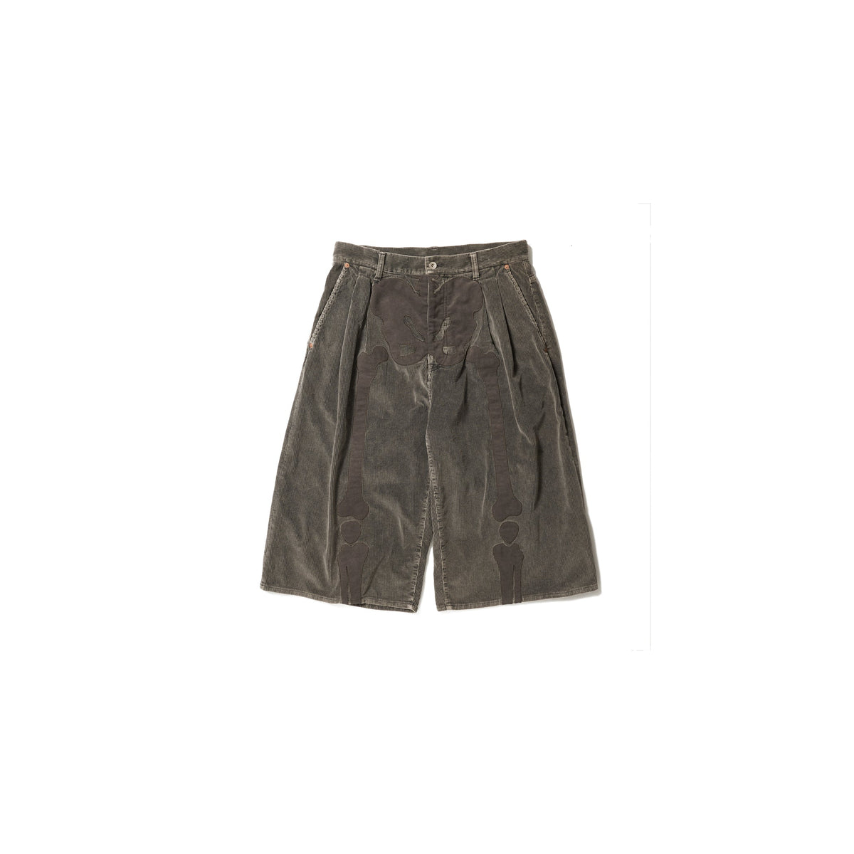 BONE APPLIQUE CORDUROY CROPPEDPANTS