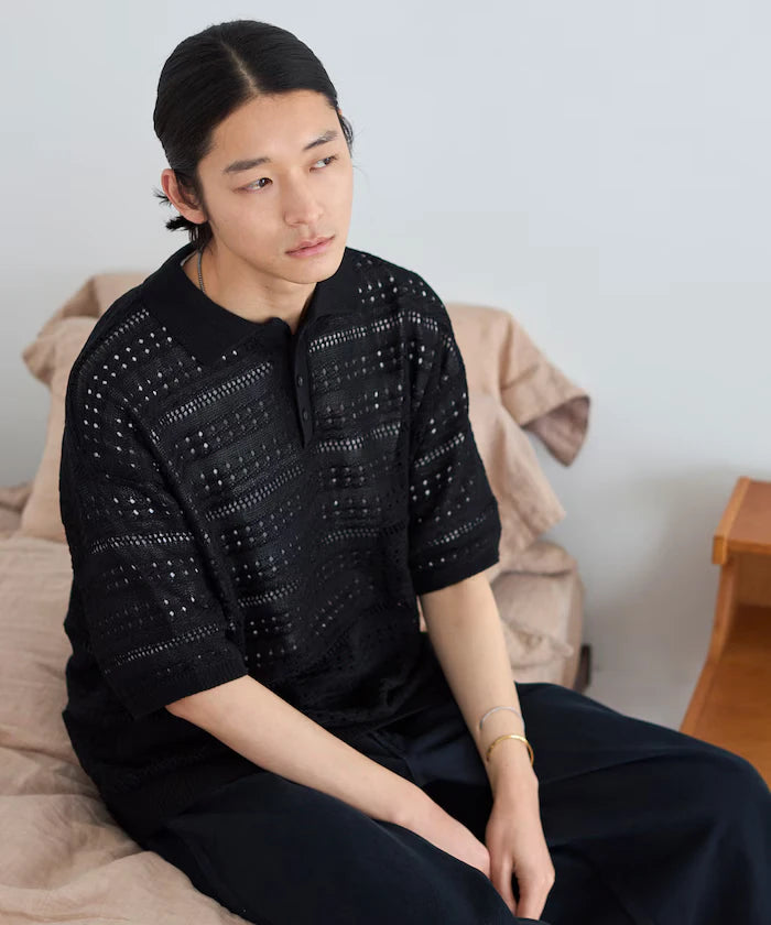 Big Silhouette Short Sleeve Knit Polo Shirt