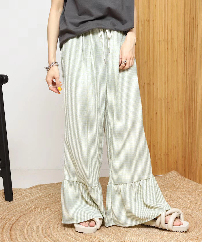 Wide Silhouette Tiered Check Easy Pants [Limited Edition]