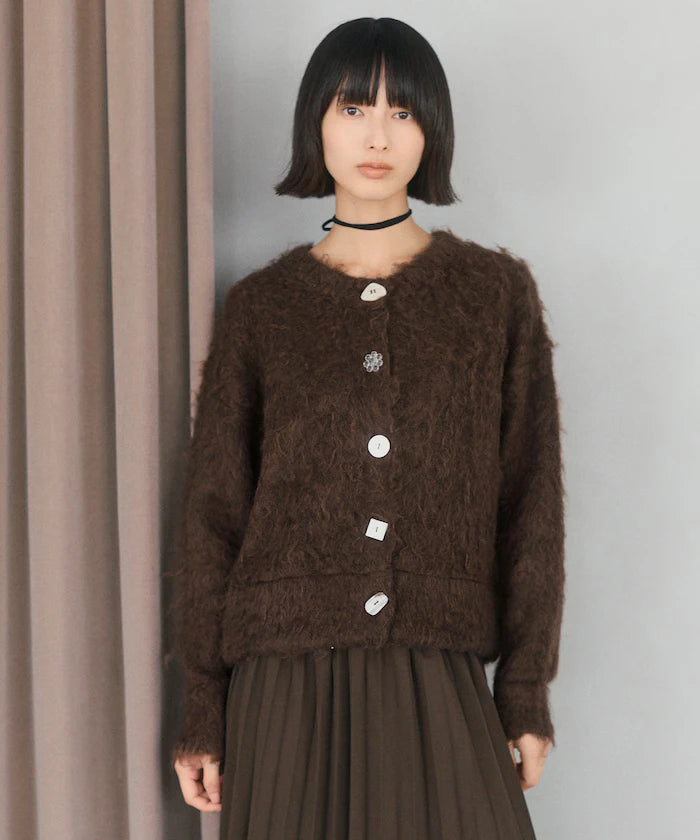 Variation Button Shaggy Knit Cardigan
