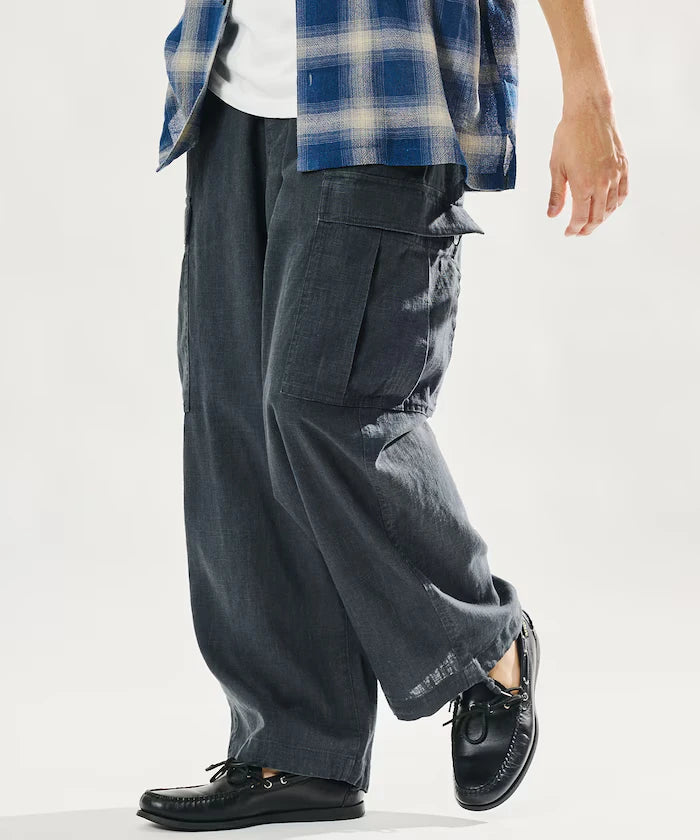 LINEN COTTON EASY CARGO PANTS 【Compatible with Set-Up】