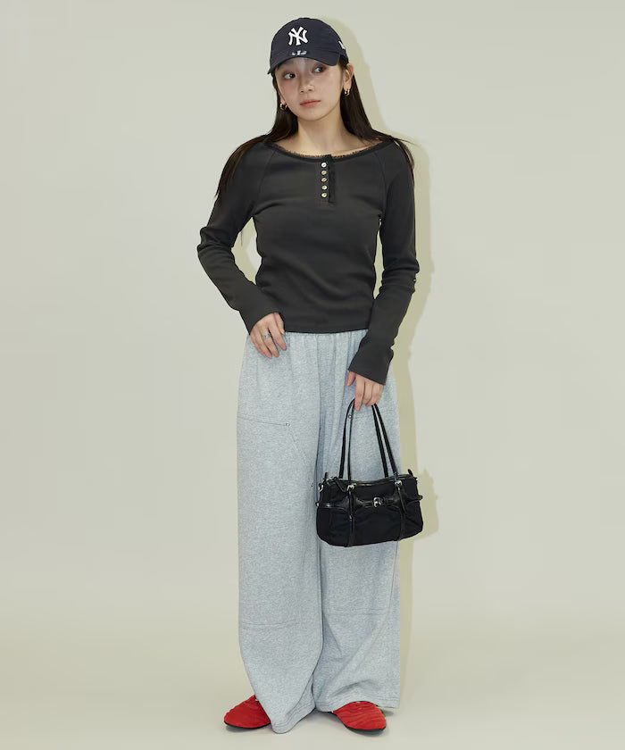 Lace Insert Long Sleeve T-Shirt