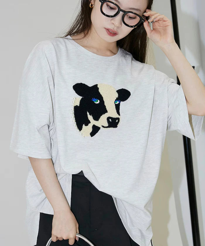 Big T-shirt with Pearl and Sagara Embroidery - Limited Edition