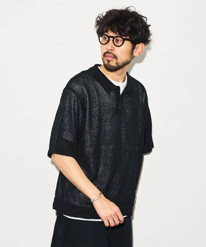 Dry Touch Boucle Yarn Knit Polo Shirt