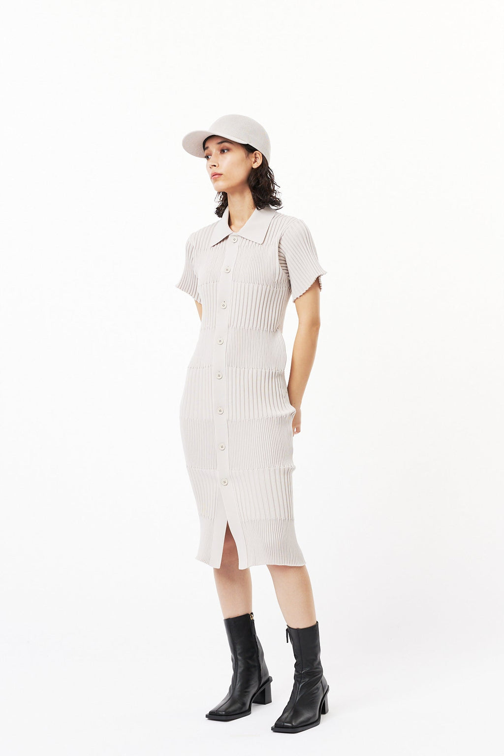 FLUTED SHORT SLEEVE SHIRT DRESS