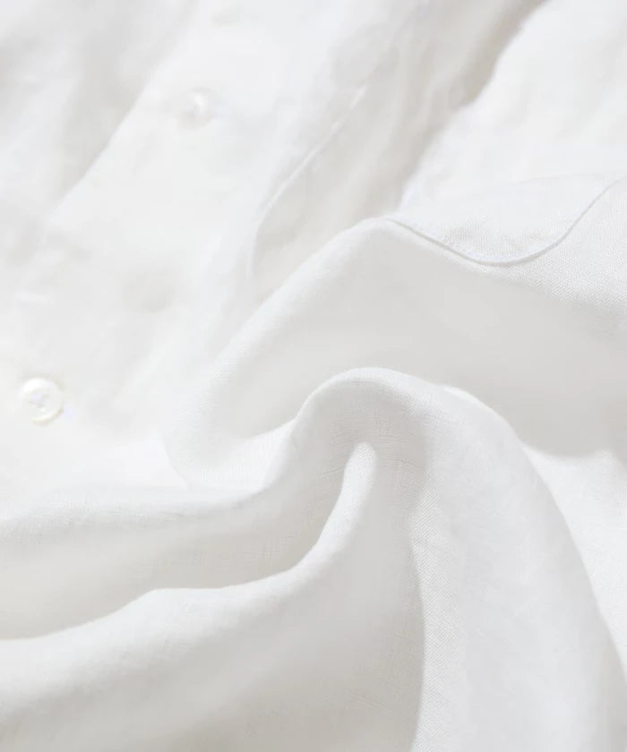 Linen Open Collar Short Sleeve Shirt