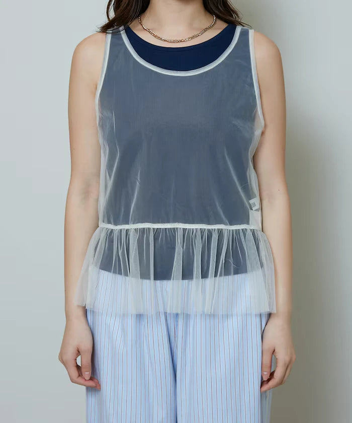 <Set Item> Tulle Layered Tank Top Limited Edition