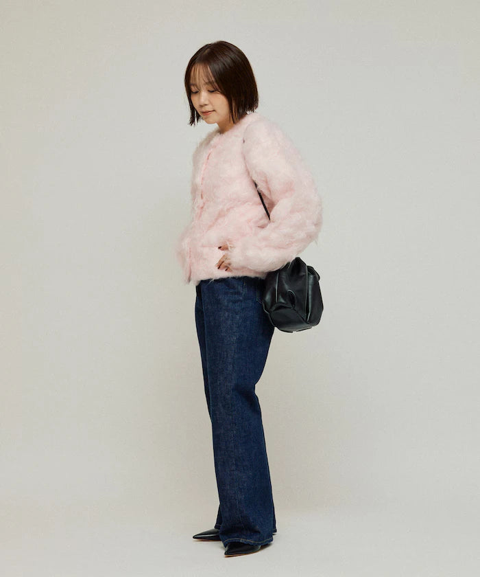 Variation Button Shaggy Knit Cardigan