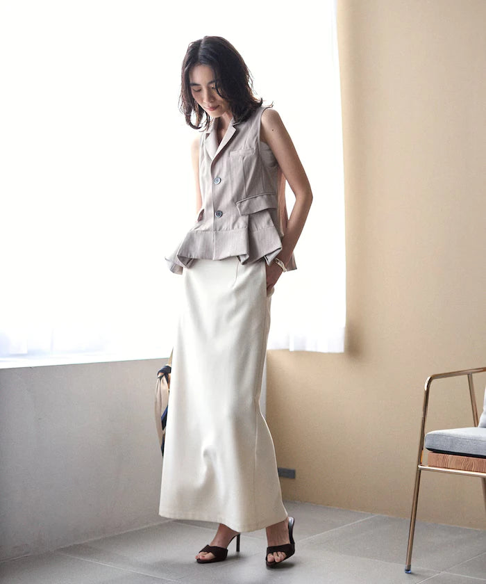 Pinstripe Flare Hem Short Vest
