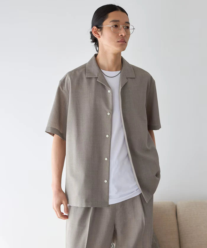 Functional Material Open Collar Short Sleeve Shirt Set 3 Piece Set / Washable / UV Cut / Quick Dry / Cooling Touch