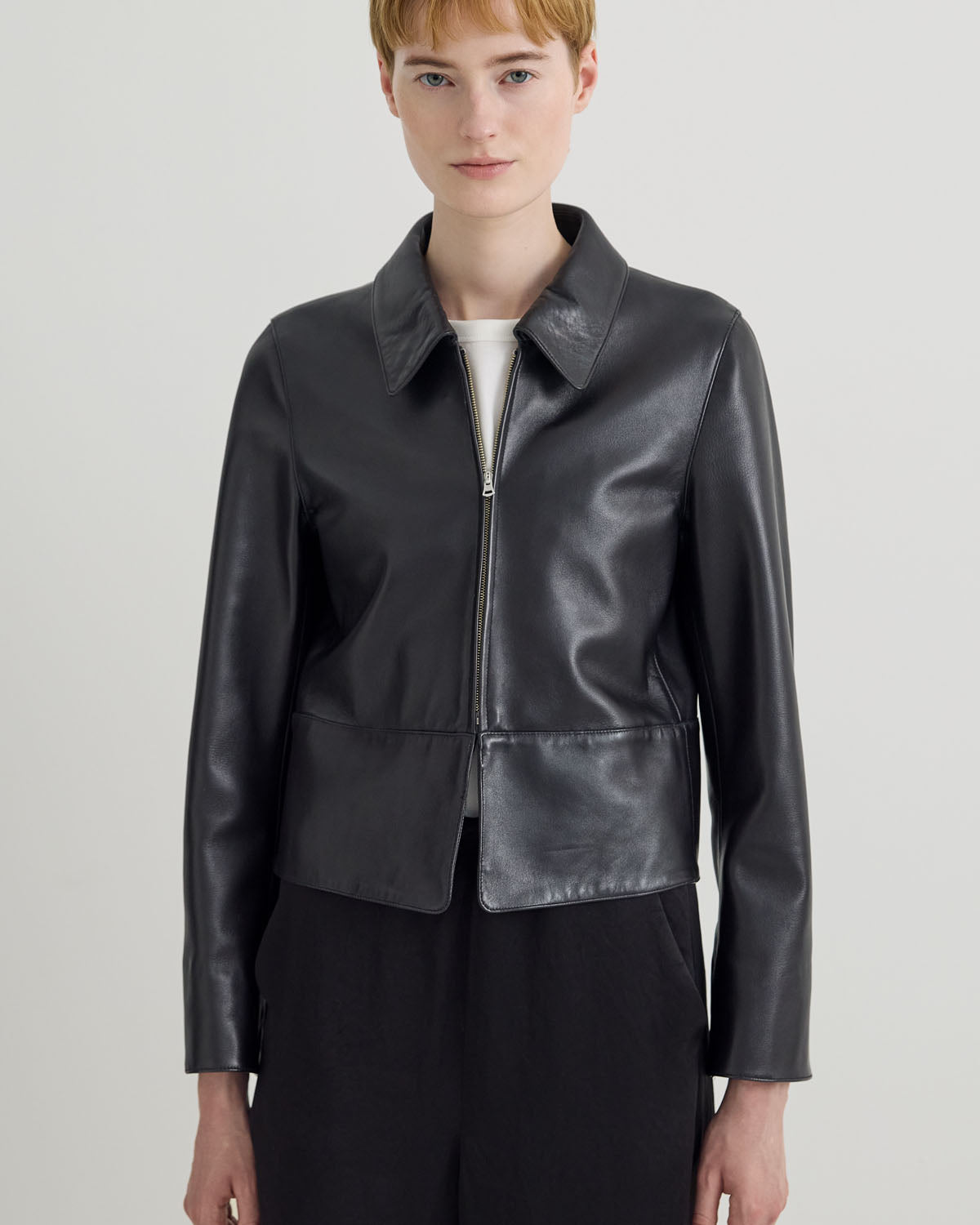 ZIP UP LEATHER JACKET