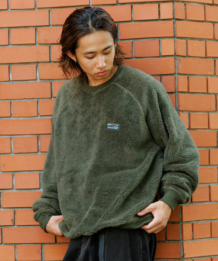 Relaxed Fit Raglan Sleeve Shaggy Fleece Pullover