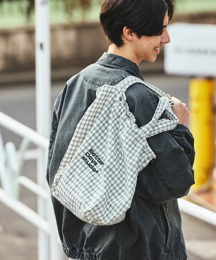 BetterDays Studio × FREAK'S STORE Drawstring Check Tote Bag