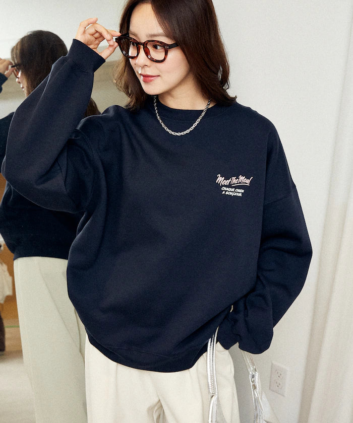 Sagara Embroidery French Bulldog Fleece-Lined Sweatshirt Limited Edition