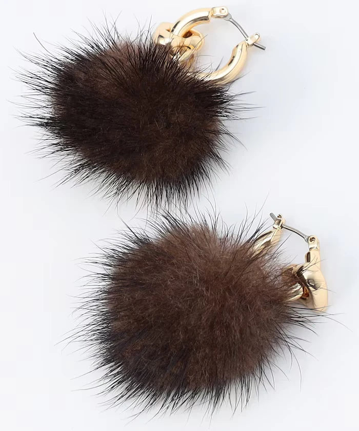 2WAY Fur Earrings/Hoop Earrings