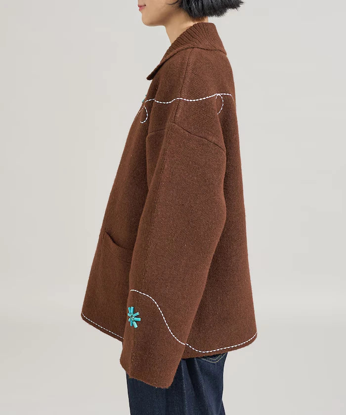 Western-Style Beaded Knit Cardigan