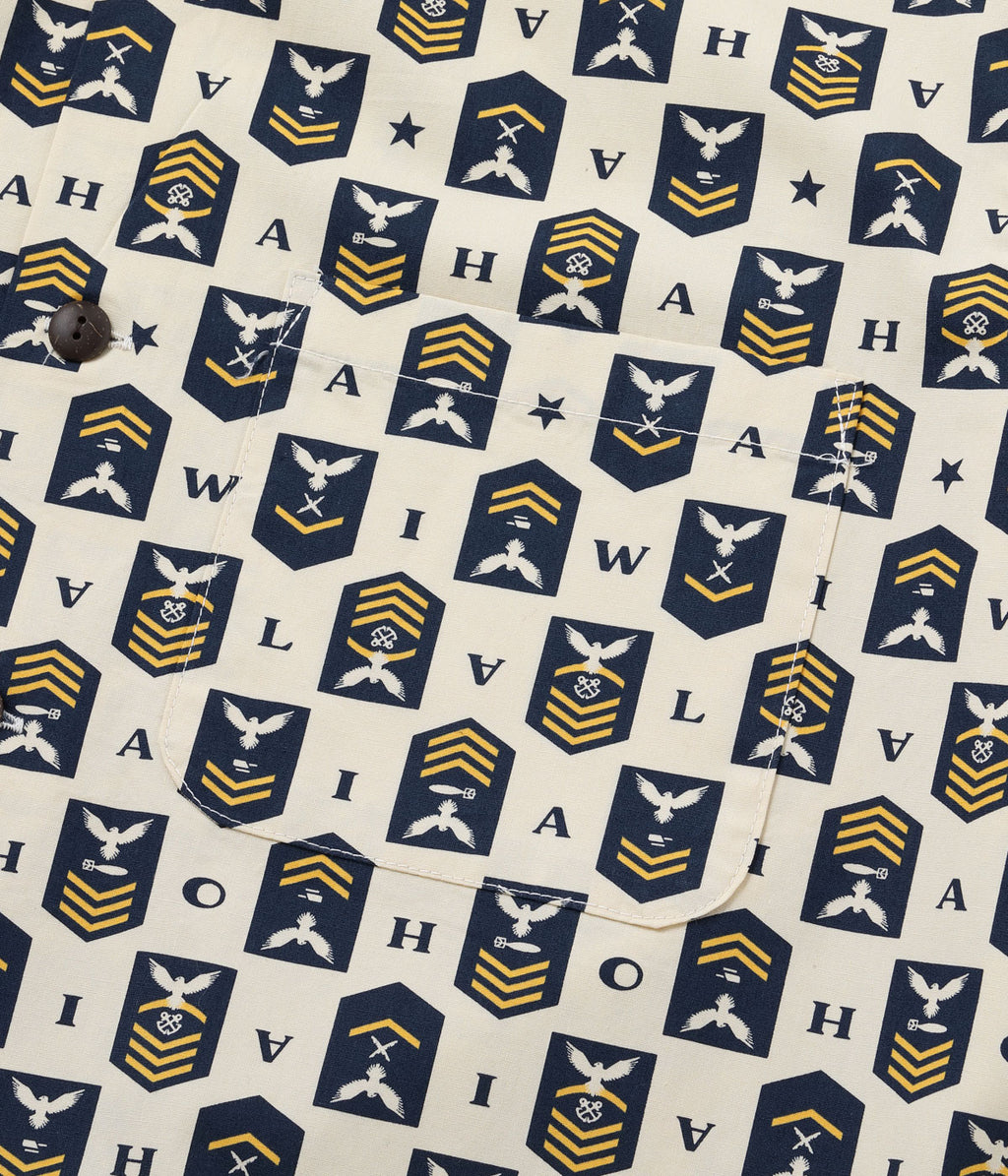 Cotton Broad Hawaiian Shirt 'Navy's Chevron'