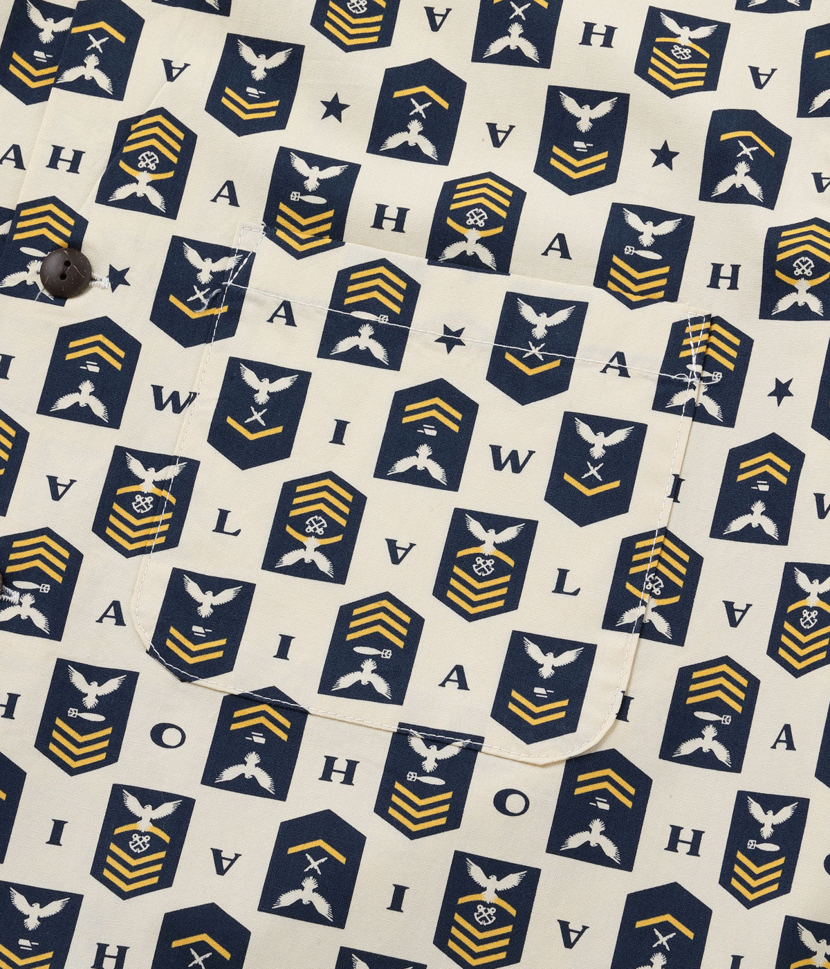 Cotton Broad Hawaiian Shirt 'Navy's Chevron'