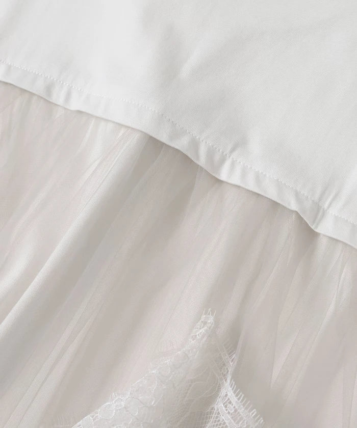 Organic Cotton Tulle Lace Docking Top
