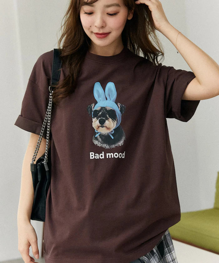 <Functional Material> Bad Mood Dog Print T-Shirt Limited Edition