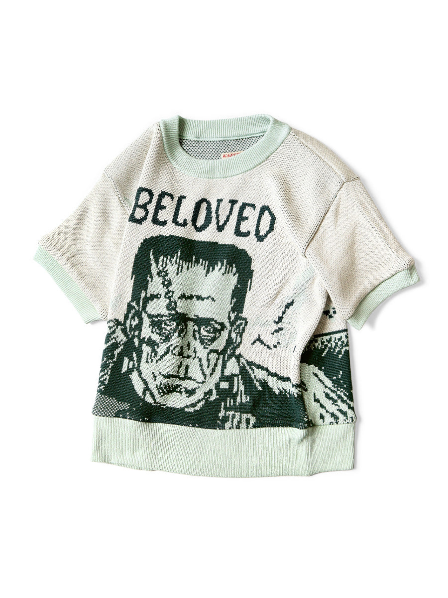 8G Jacquard Knit Short Sleeve Vintage Cropped...