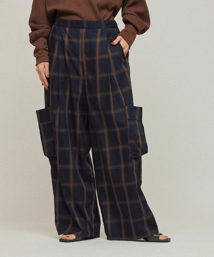 Ombre Check Easy Pants / Patch Pocket Wide Easy Pants