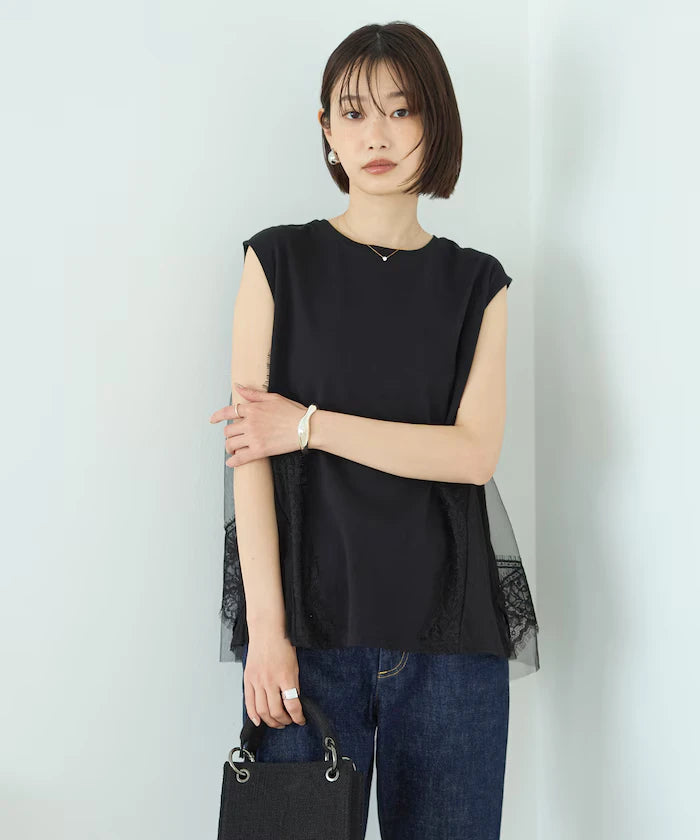 Organic Cotton Tulle Lace Docking Top