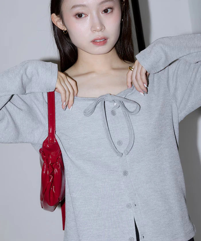 Mini Waffle Ribbon Cardigan