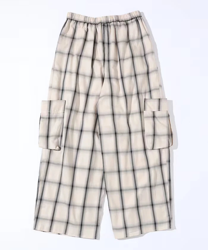 Ombre Check Easy Pants / Patch Pocket Wide Easy Pants