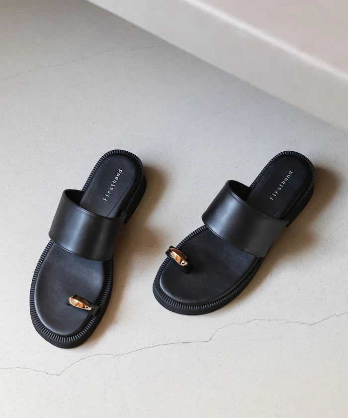 Metal Accent Thumb Loop Sandal