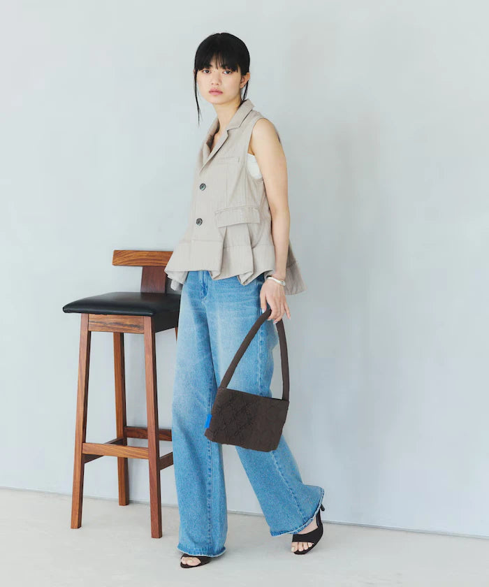 Pinstripe Flare Hem Short Vest