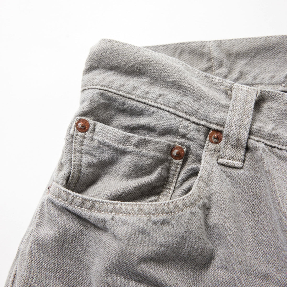 Recycled Waste Suvin Cotton Yarn 11.5oz. Denim 5Pocket Baggy Pants Vintage Washed